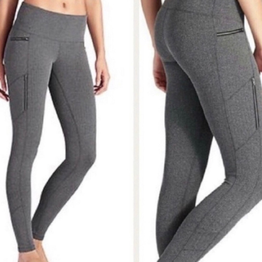 Athleta Gray Herringbone Sly Drifter Leggings